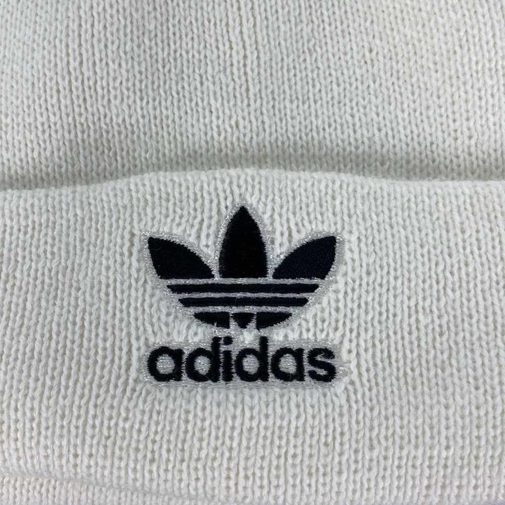 Adidas Originals Trefoil White Womens Fit Knit Beanie - Picture 2 of 11